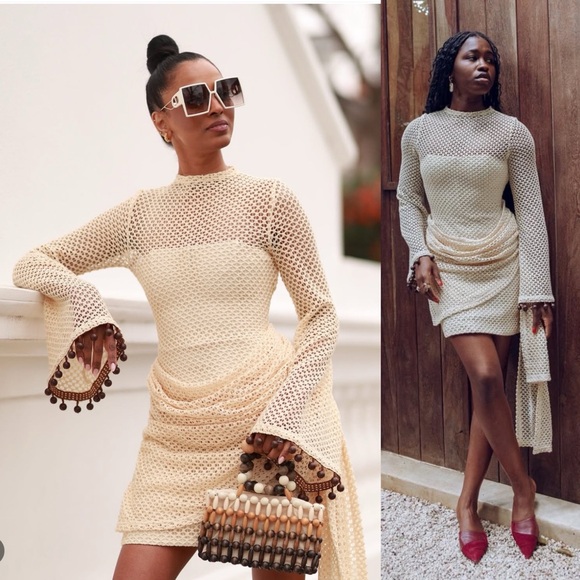 Andrea Iyamah Egu Crochet Mesh Mini Dress NEW with tags - Picture 1 of 10